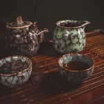 Dark Tea Brick - green and brown ceramic teapot